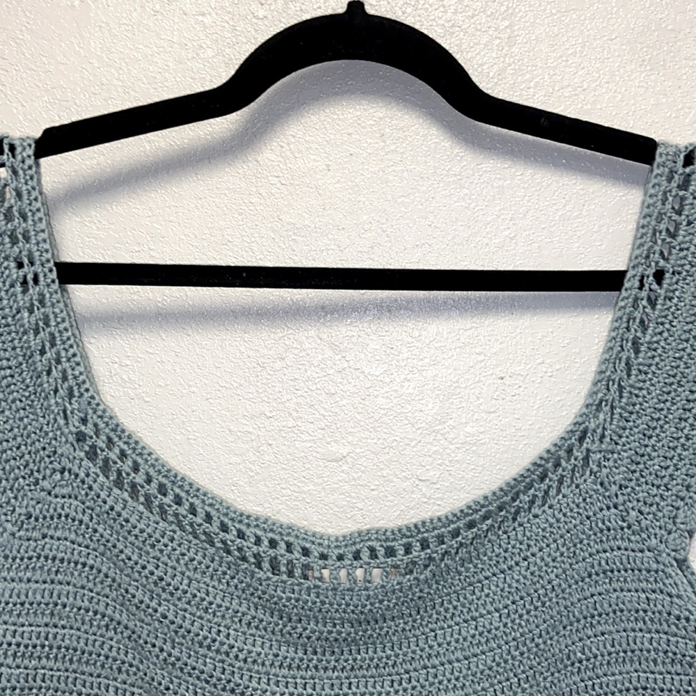 Altar’d State Teal Crochet Boho Festival Crop Tank Top 3446 - Picture 2 of 8